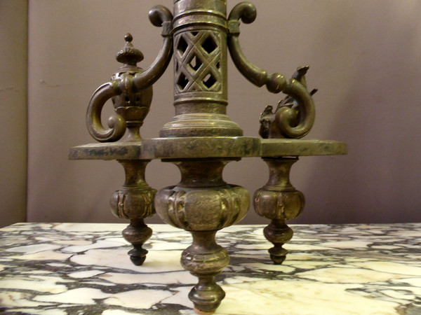 Pair Of Andirons In Silver Bronze