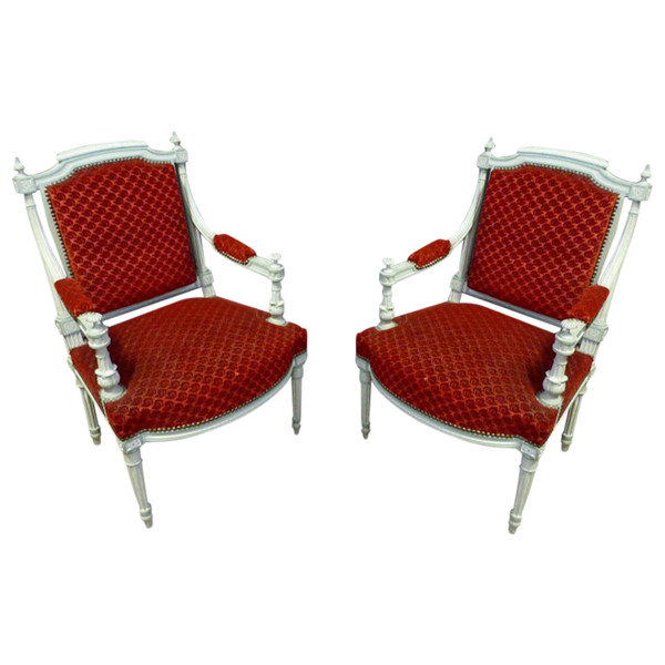 Paire De Fauteuils Style Louis XVI