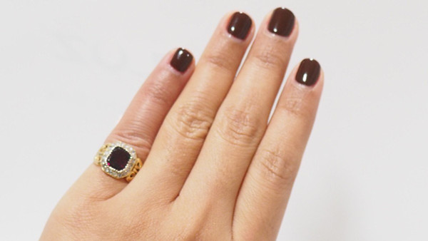 Bague En Or Jaune, Grenat  Et diamants taille rose