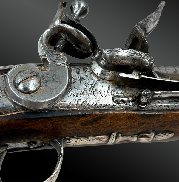 Pistola a pietra focaia firmata Lamotte Leyne a Saint Etienne - Francia - Inizio XIX secolo