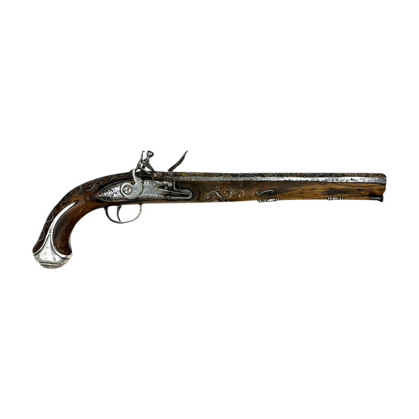 Pistola a pietra focaia firmata Lamotte Leyne a Saint Etienne - Francia - Inizio XIX secolo
