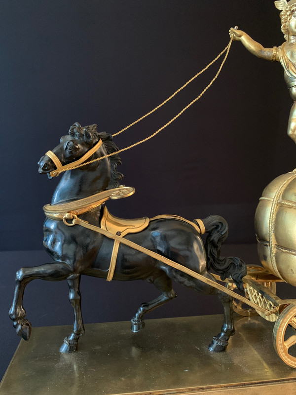 Claude Galle: Rare Mercury Char pendulum, Empire period.