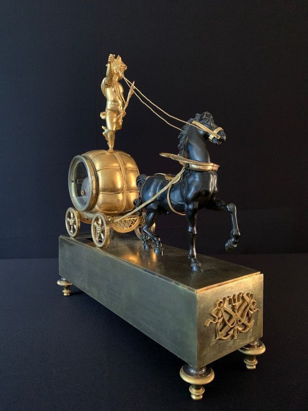 Claude Galle: Rare Mercury Char pendulum, Empire period.