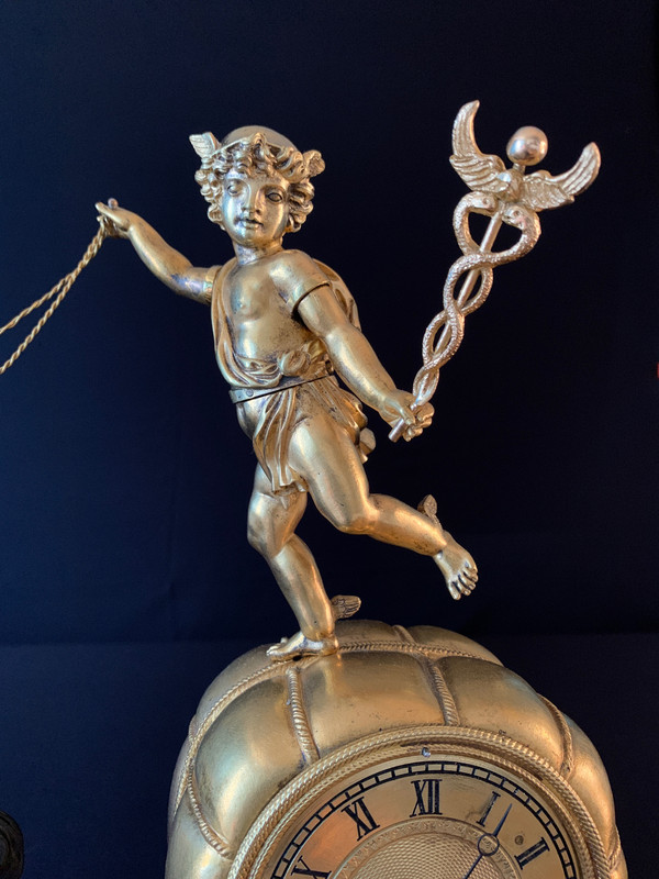Claude Galle: Rare Mercury Char pendulum, Empire period.