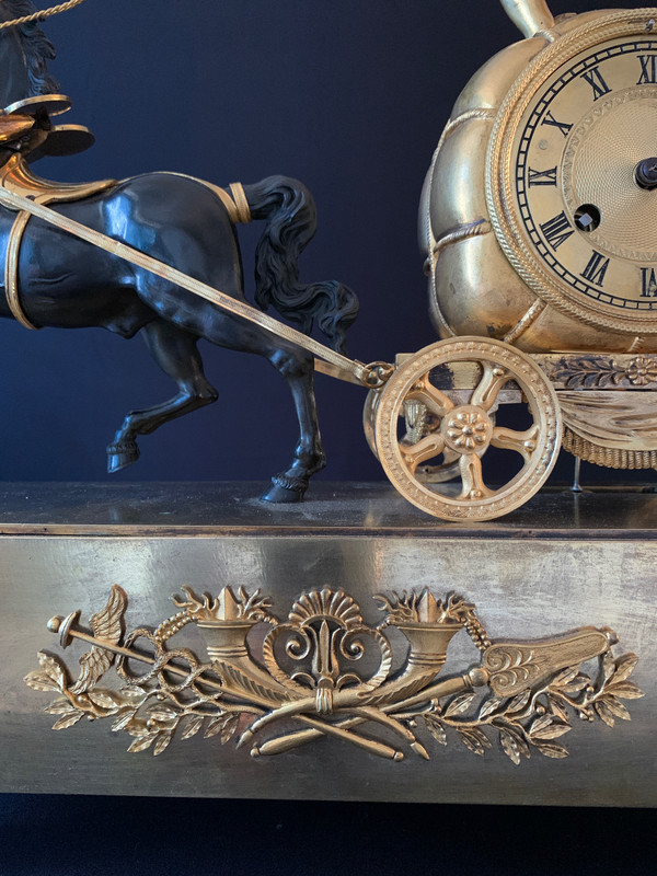 Claude Galle: Rare Mercury Char pendulum, Empire period.