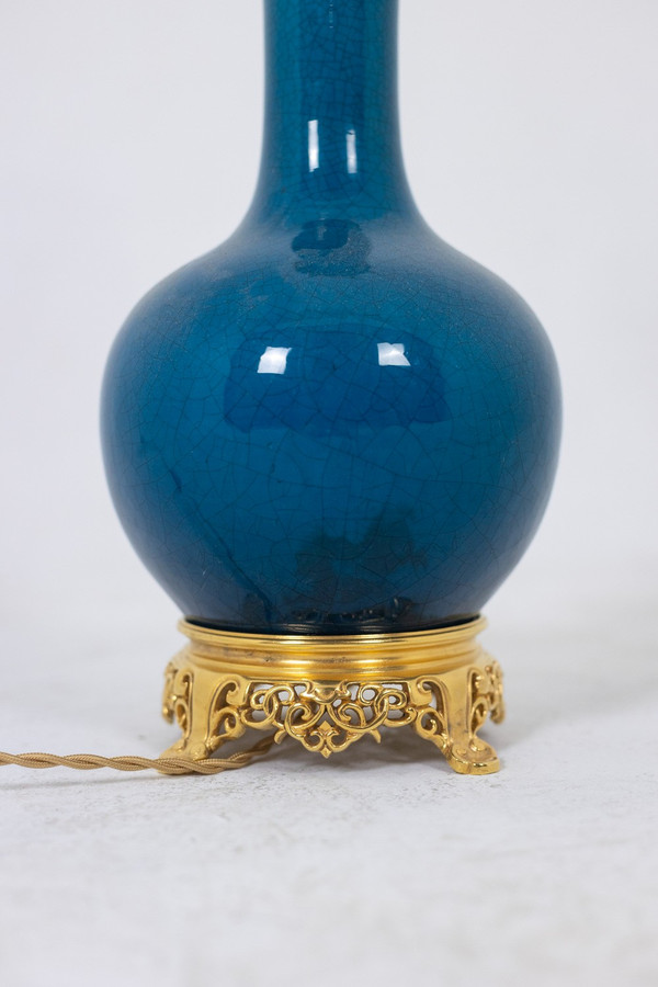 Paris porcelain and gilt bronze lamp, circa 1880