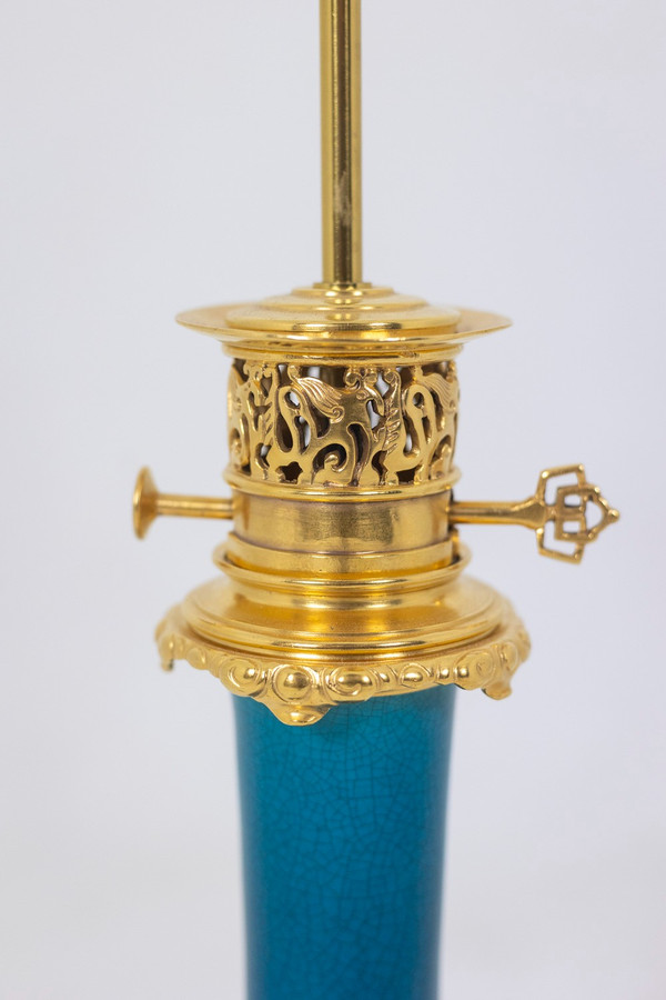 Paris porcelain and gilt bronze lamp, circa 1880