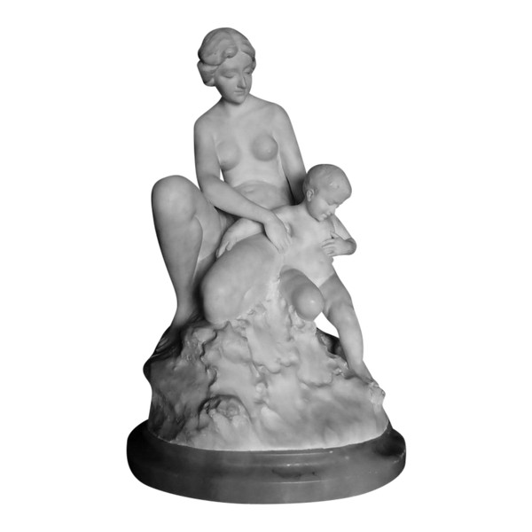 Group In Carved Alabaster Signed A Del Perugia