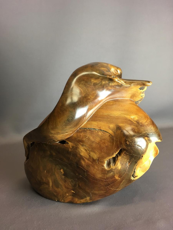Scultura in legno, firmata "couradin