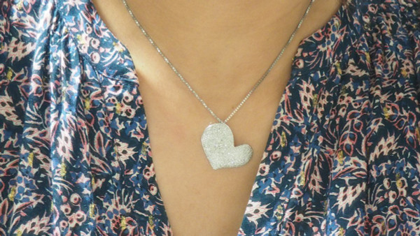 Collier Cœur En Or Blanc Et Diamants