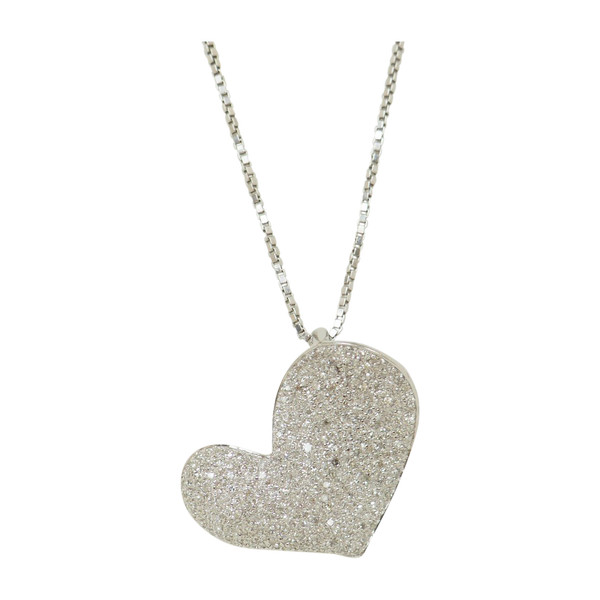 Heart Necklace In White Gold And Diamonds