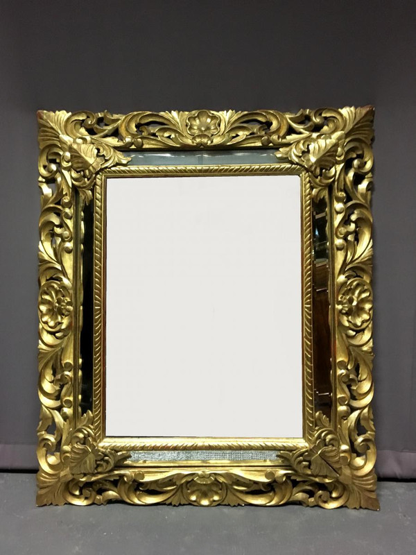 Specchiera Grande In Legno Dorato Epoca Napoleone III