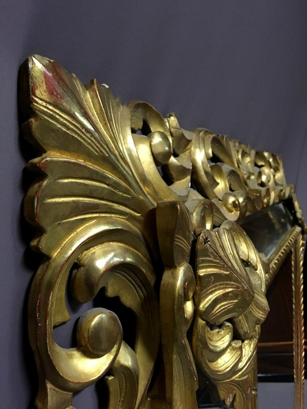 Specchiera Grande In Legno Dorato Epoca Napoleone III