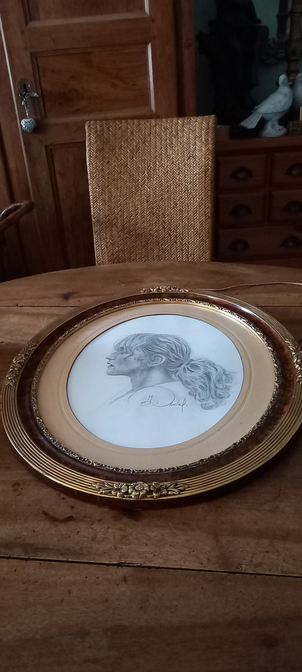 Porträt von Isabelle Huppert/Zeichnung