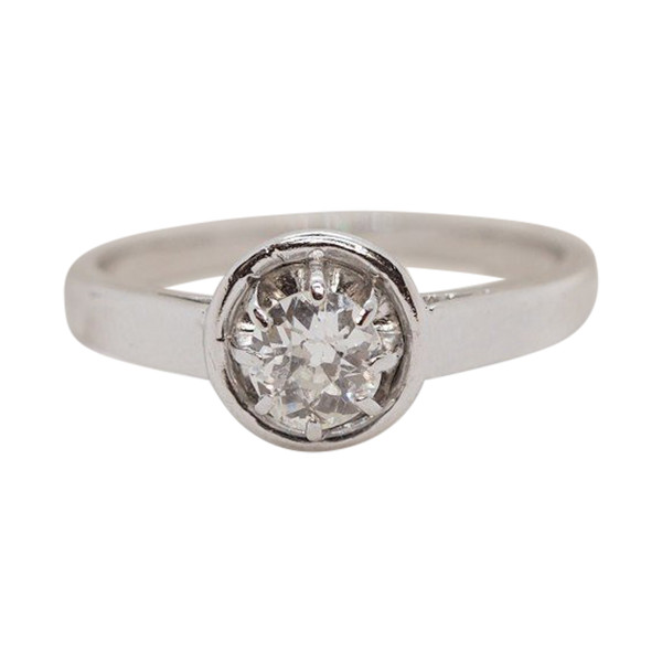 Bague Solitaire En Platine Et Diamant