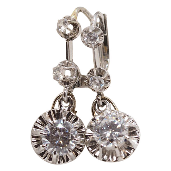 White Gold And Zirconium Dormeuse Earrings