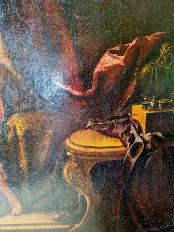 Öl auf Leinwand, frühes 18. Jahrhundert: Psyche entdeckt die Liebe.