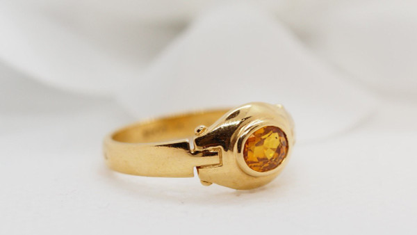Bague En Or Jaune Et Citrine Ovale