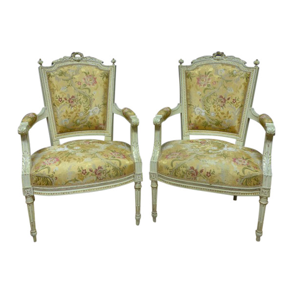 Paire De Fauteuils Style Louis XVI