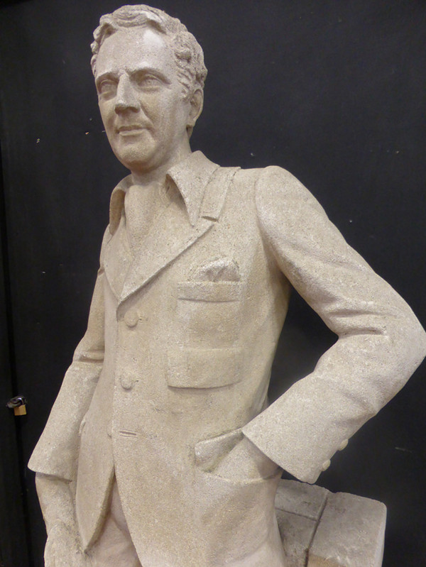 Große Statue (1.85 m) Von Reiter Aus Stein XX