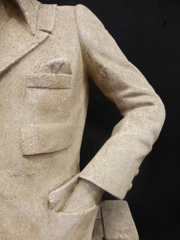 Große Statue (1.85 m) Von Reiter Aus Stein XX