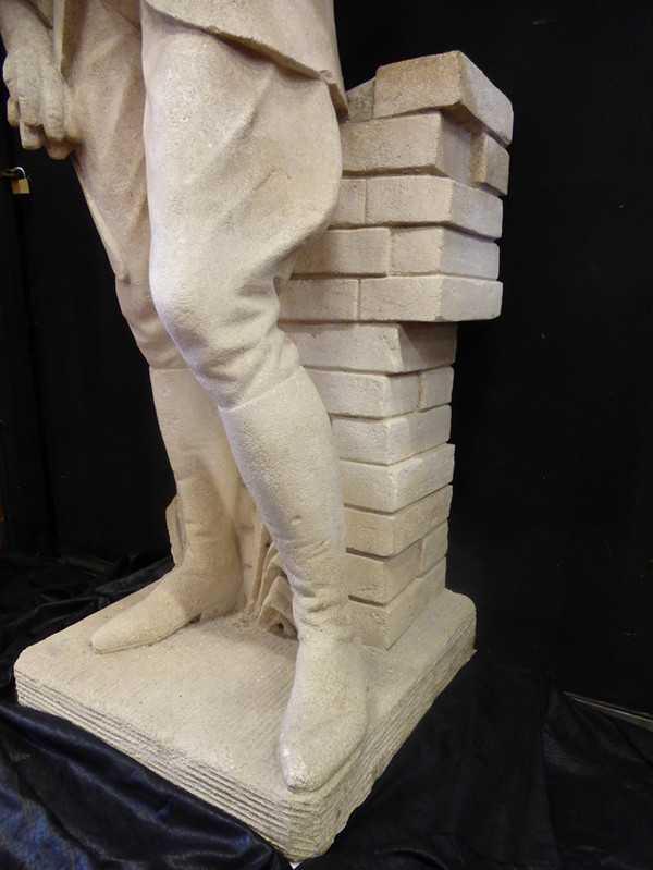 Große Statue (1.85 m) Von Reiter Aus Stein XX