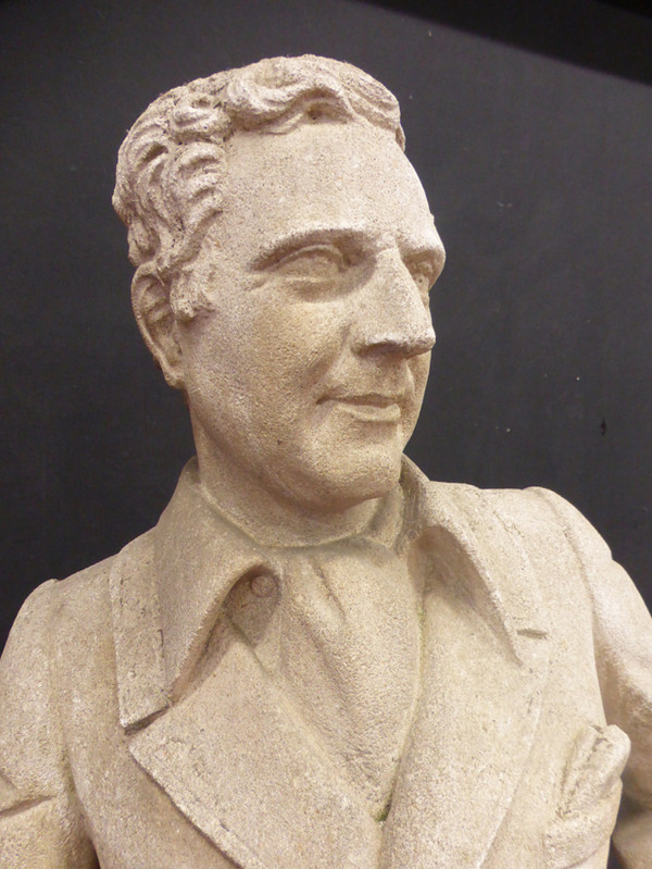 Große Statue (1.85 m) Von Reiter Aus Stein XX