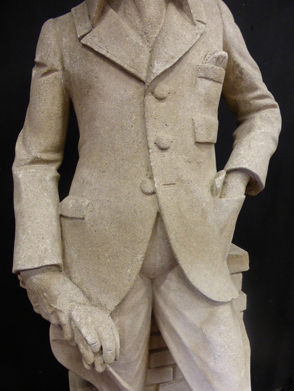 Große Statue (1.85 m) Von Reiter Aus Stein XX