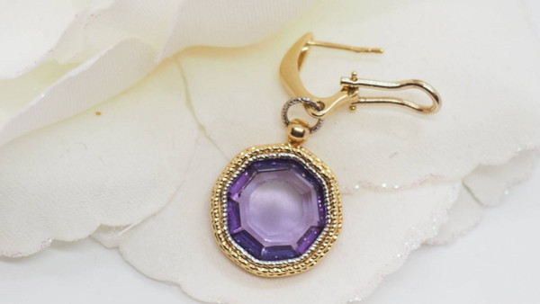 Boucles d'Oreilles En Or Deux Tons Et Améthystes
