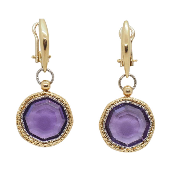 Zweifarbige Ohrringe aus Gold und Amethyst