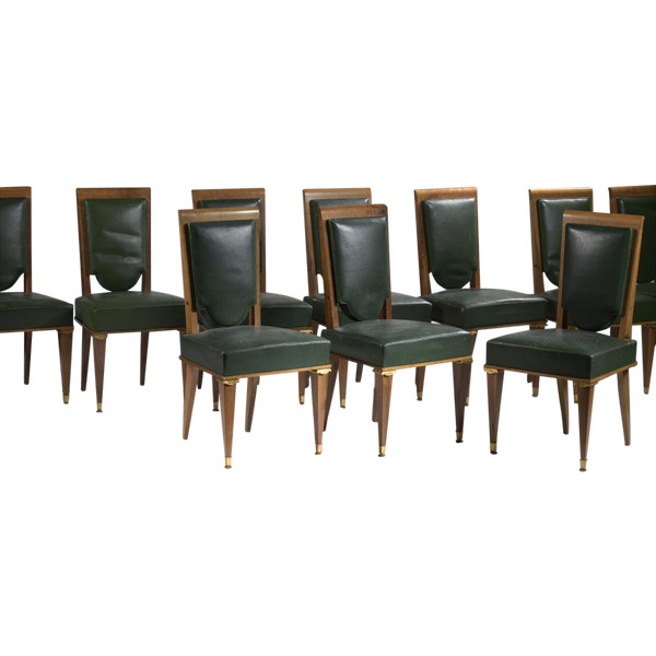 Suite aus 12 Art-Déco-Stühlen (Nachfolger von Maurice Jallot)