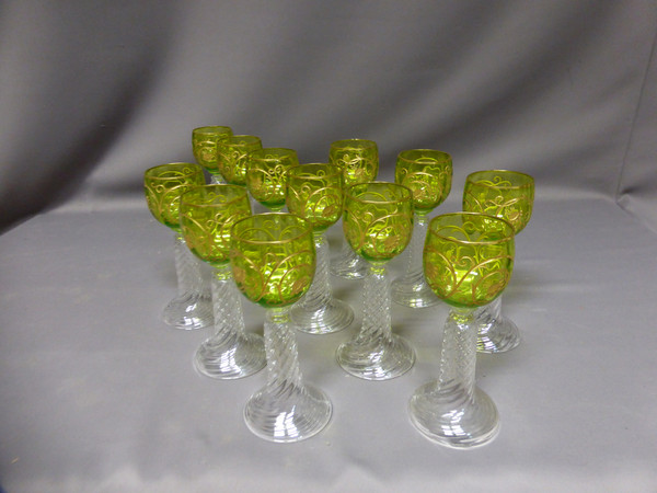Suite Of 12 Rhine Wine Crystal Glasses