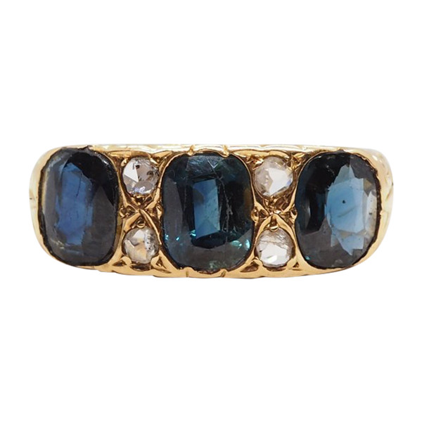 Strumpfbandring aus Gold, Saphiren und Diamanten
