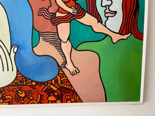 Zdenek Macku (1943-2006) - « good God » Acrylique Sur Toile 110 X 110