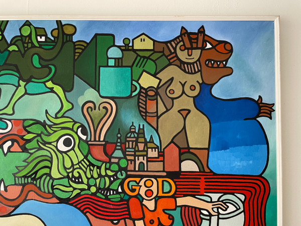 Zdenek Macku (1943-2006) - « good God » Acrylique Sur Toile 110 X 110