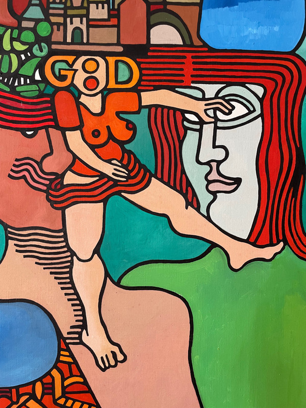 Zdenek Macku (1943-2006) - « good God » Acrylique Sur Toile 110 X 110