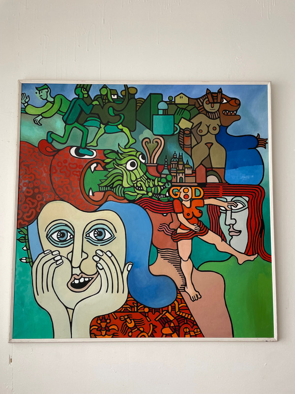 Zdenek Macku (1943-2006) - « good God » Acrylique Sur Toile 110 X 110