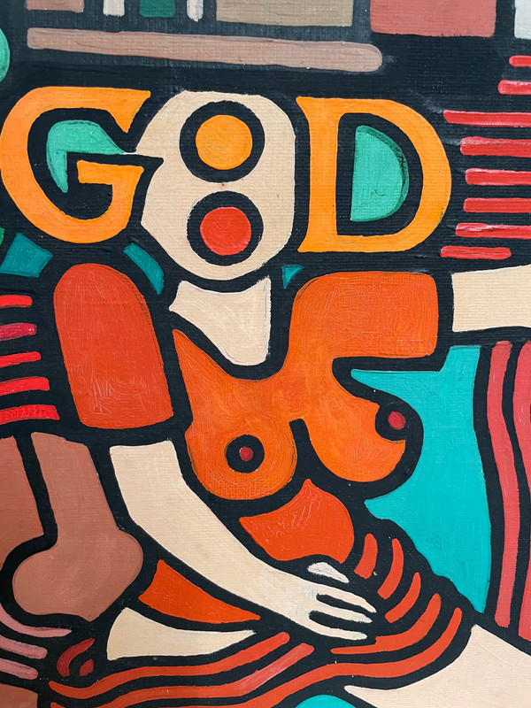 Zdenek Macku (1943-2006) - « good God » Acrylique Sur Toile 110 X 110