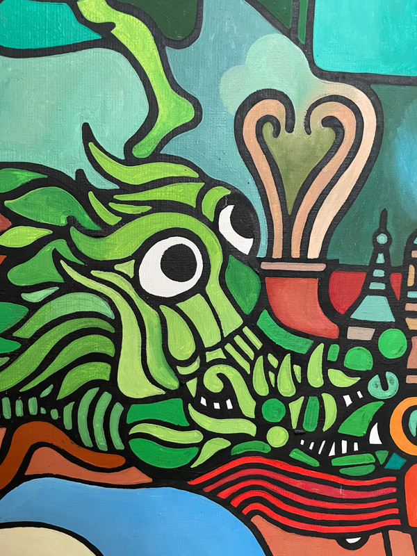 Zdenek Macku (1943-2006) - « good God » Acrylique Sur Toile 110 X 110