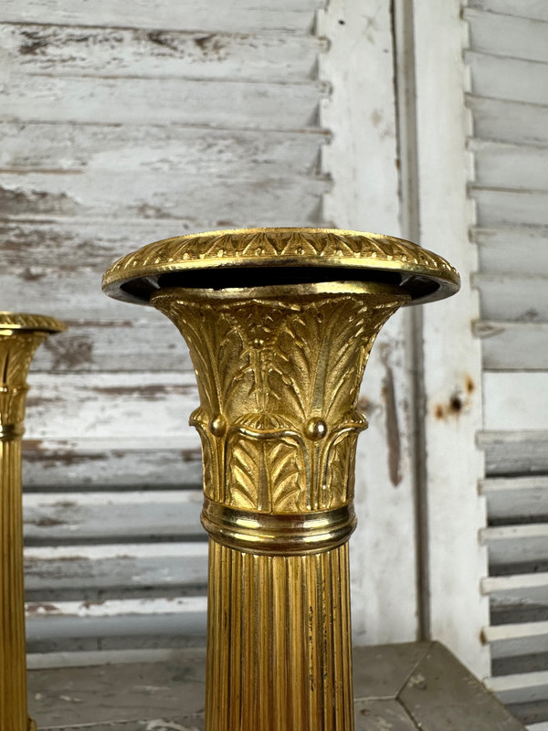Pair of gilt bronze candlesticks