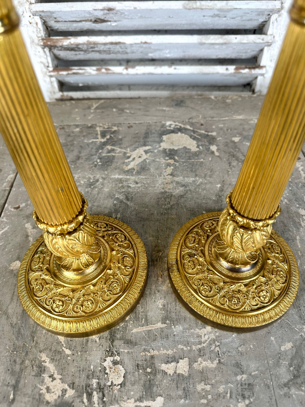 Pair of gilt bronze candlesticks