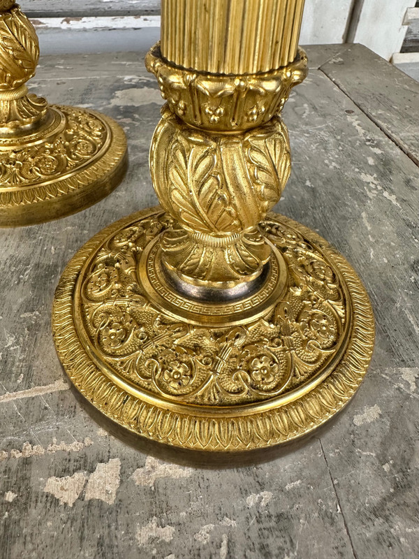 Pair of gilt bronze candlesticks
