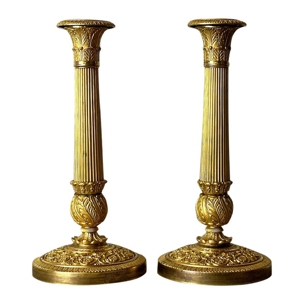 Pair of gilt bronze candlesticks