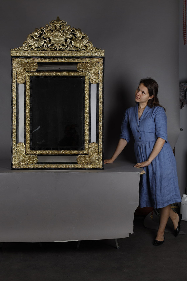 Improtant miroir à parecloses de style Louis XIV