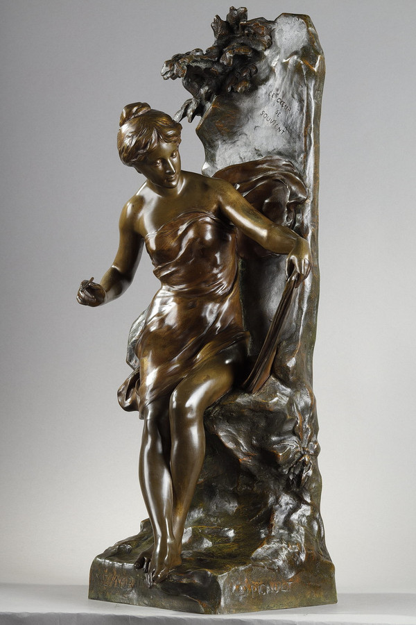 Scultura "Memoria" in bronzo patinato, firmata Emile Louis Picault, fine XIX secolo