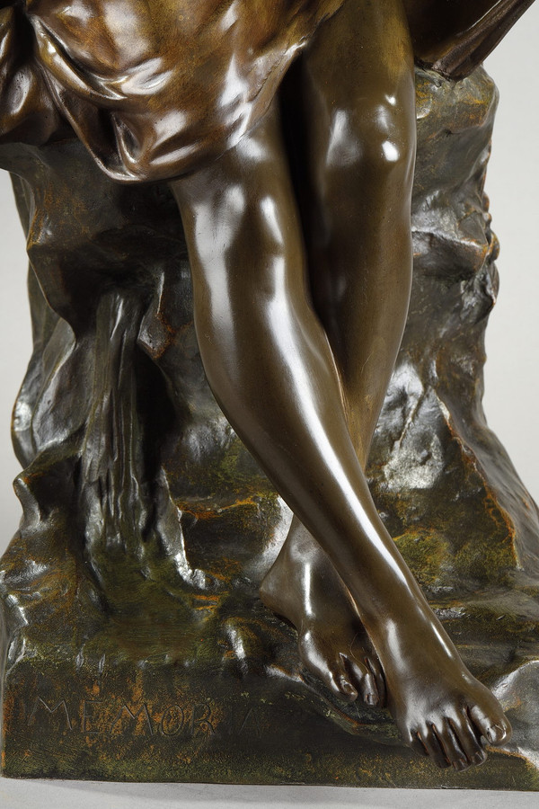 Scultura "Memoria" in bronzo patinato, firmata Emile Louis Picault, fine XIX secolo