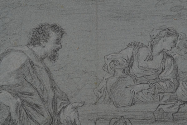 Grand Dessin Sur Papier Bleu