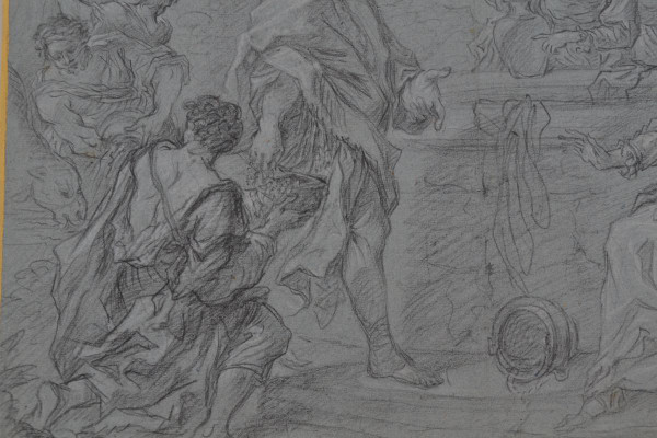 Grand Dessin Sur Papier Bleu