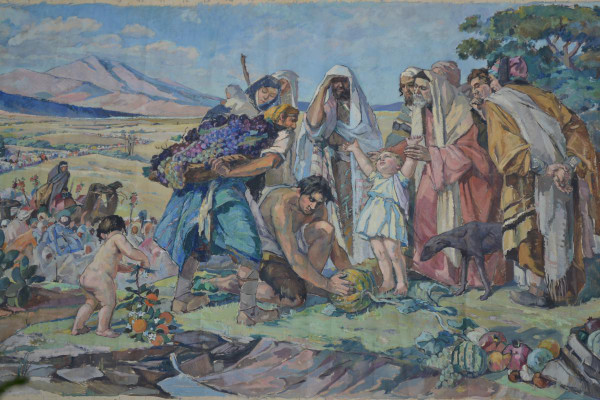Large Painted Canvas "the Departure Of The Wedding In Cana" By Rieunier Rouzzaud