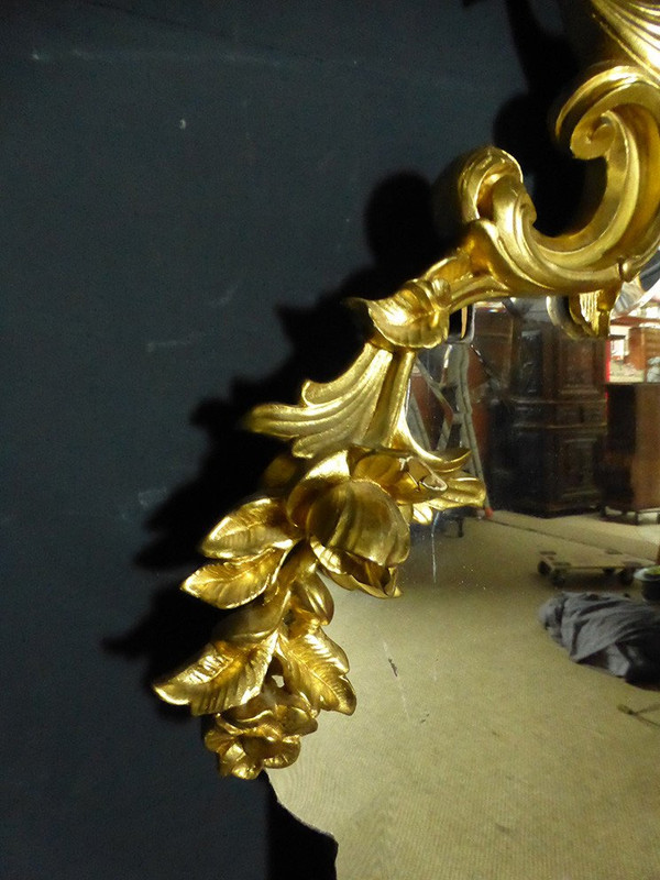 Grand Miroir De Pied En Bois Doré